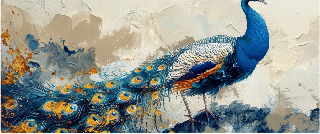 Kép - Páva, festmény (120x50 cm)
