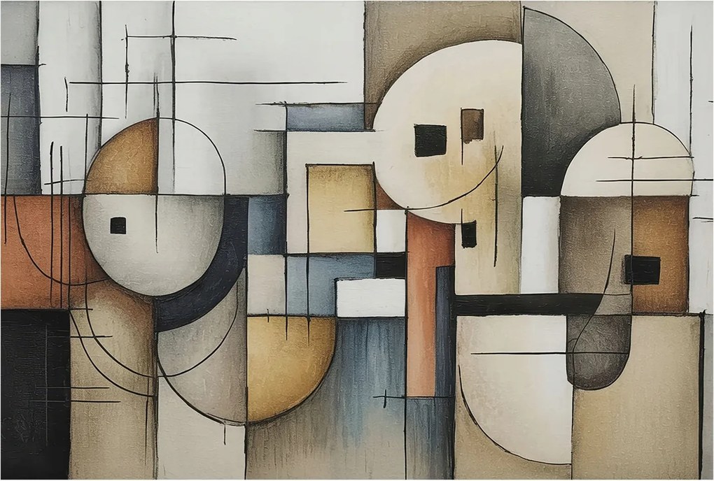 Flizelin tapéta Fali furnér 3D hatás Geometrikus harmónia 104x70 Ragasztó