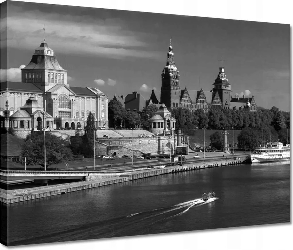 Vászonkép 40x30 Fekete-fehér Szczecin