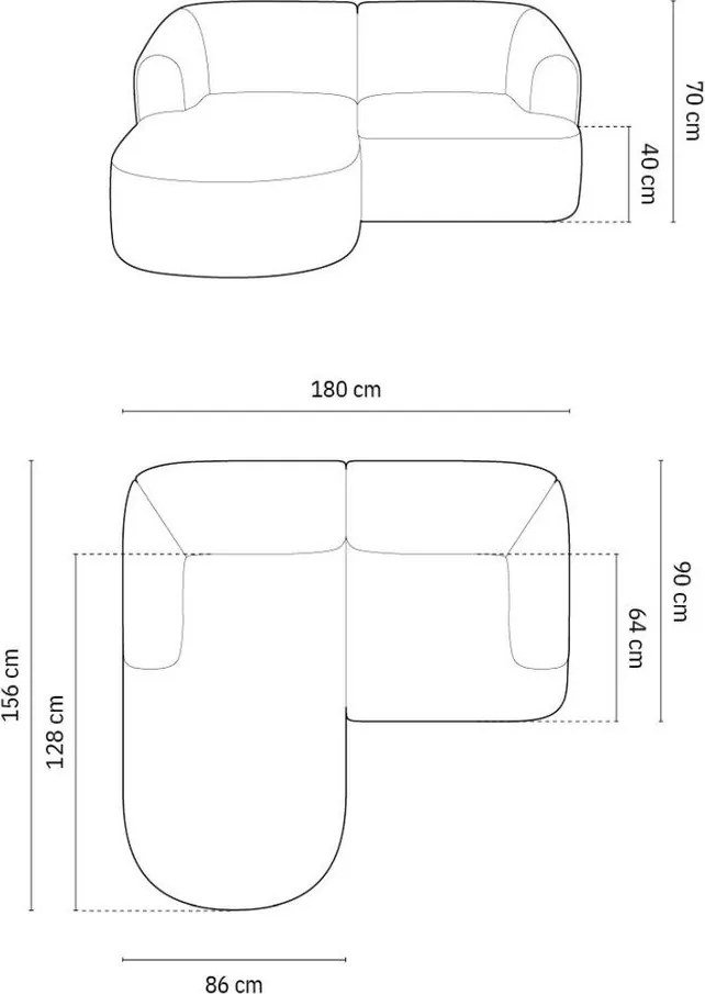 Terrakotta színű kordbársony sarokkanapé (bal oldali-heverő résszel) Campi – Cosmopolitan Design