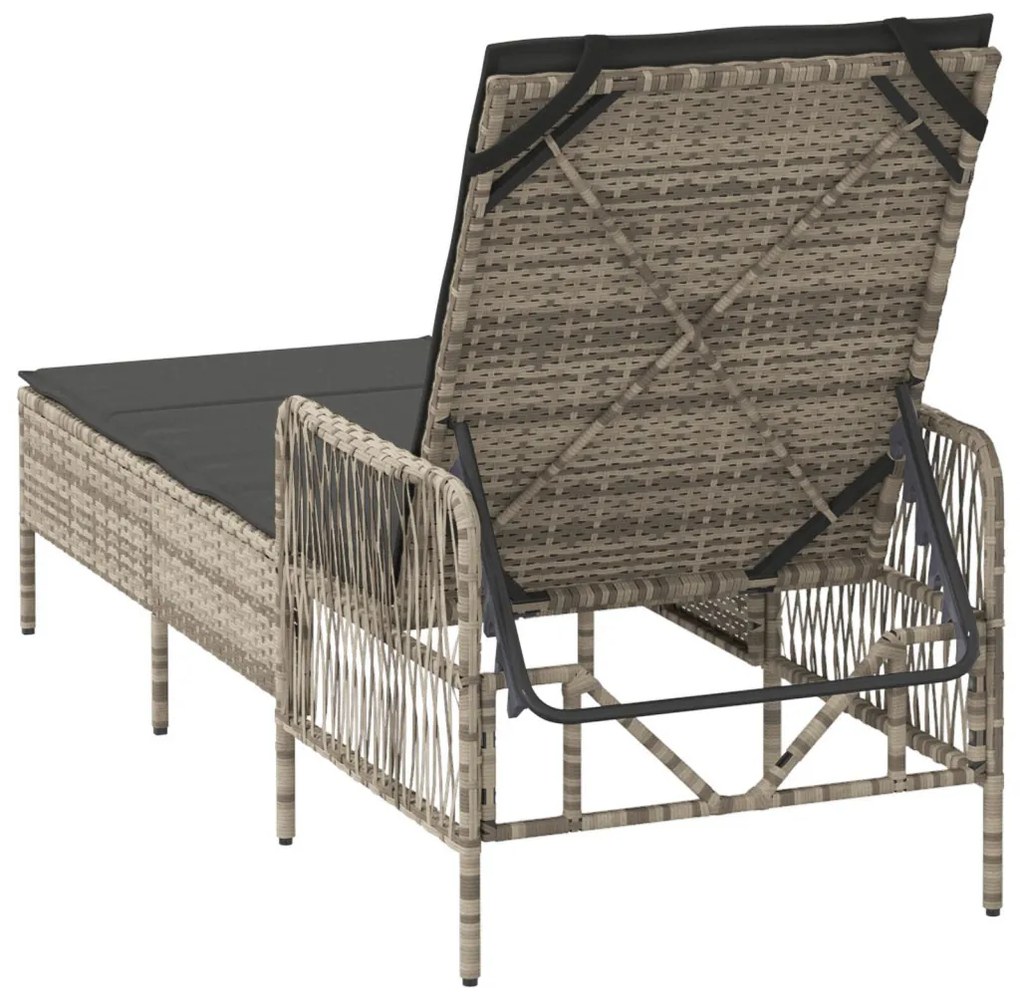 Napágy Világosszürke PE rattan 157 x 55 x 92 cm Összecsukható