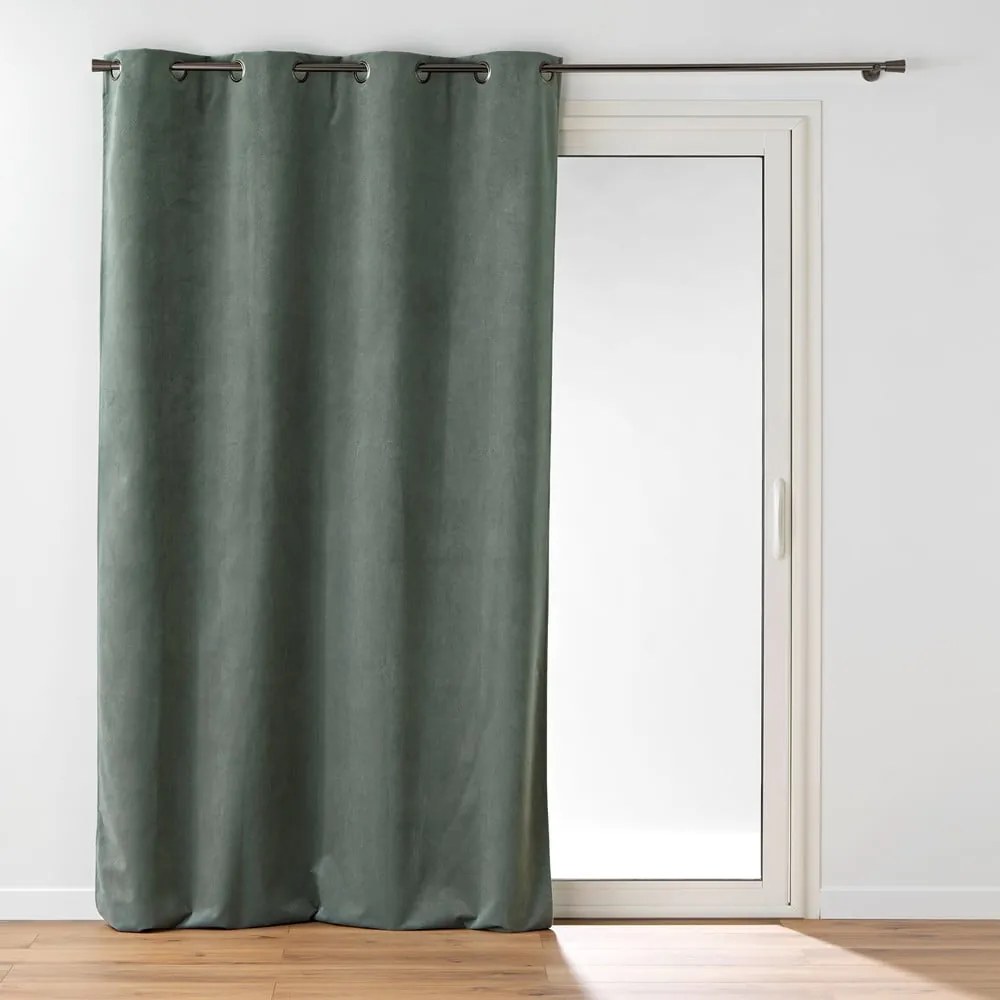 Khaki bársony függöny 140x260 cm Olympe – douceur d'intérieur