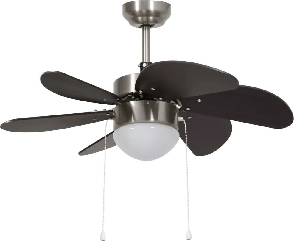 vidaXL sötétbarna mennyezeti ventilátor lámpával 76 cm