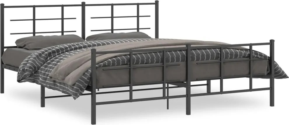 vidaXL fekete fém ágykeret fej- és lábtámlával 183 x 213 cm