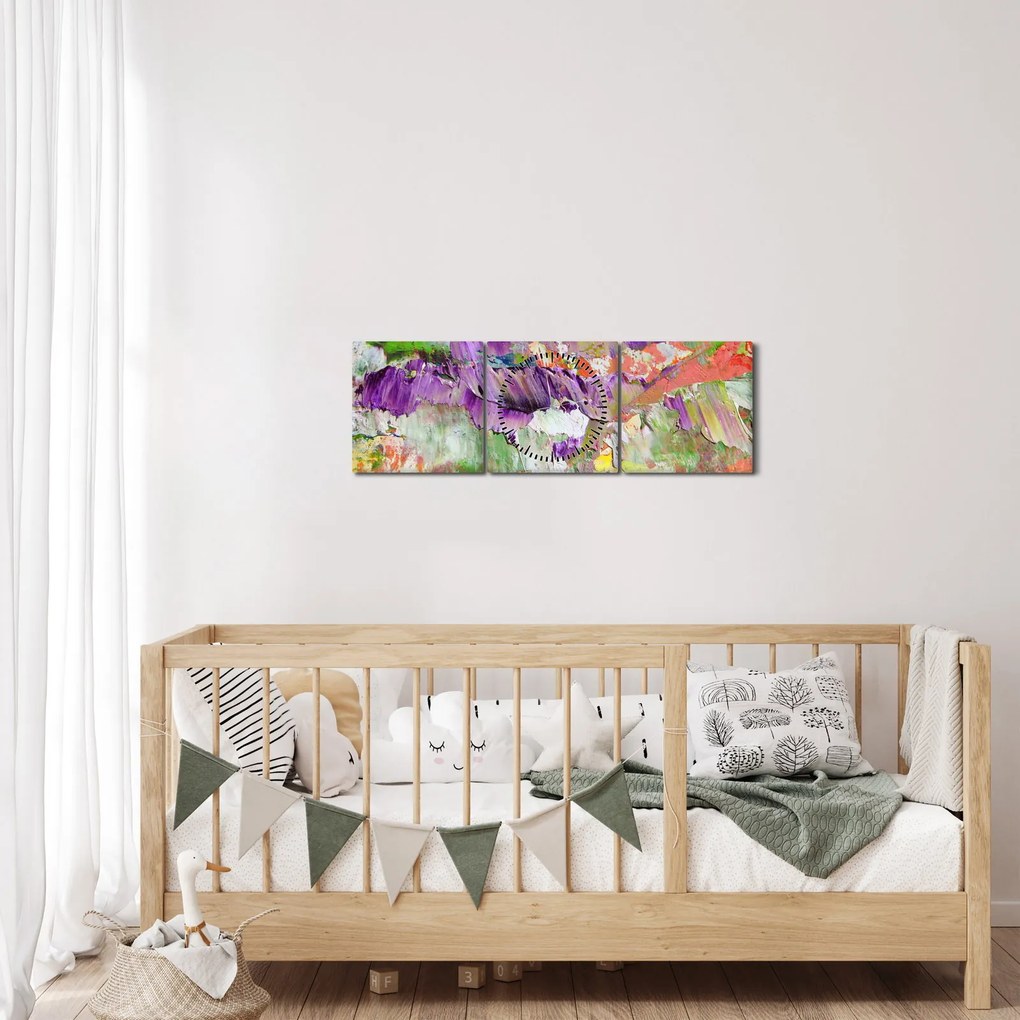 Absztrakció kép - festmény (órával) (90x30 cm)