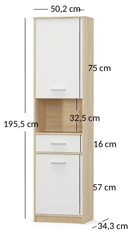 Regál Terrell (szonoma tölgy + fehér). 1053279