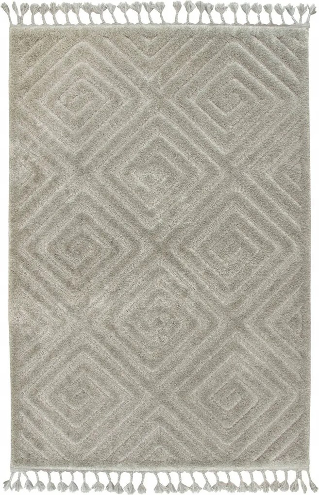 Divatszőnyeg Szürke Shaggy Romby 3D Etno Nappaliba Csillogó Berber 160x230 cm