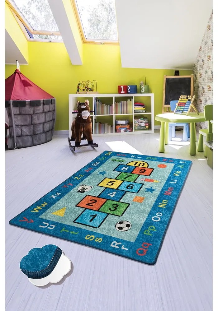Seksek kék csúszásgátlós gyerekszőnyeg, 100 x 160 cm Conceptum Hypnose