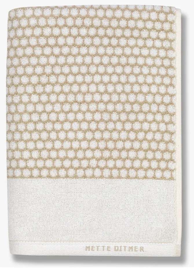Fehér-bézs pamut törölköző szett 2 db-os 40x60 cm Grid – Mette Ditmer Denmark