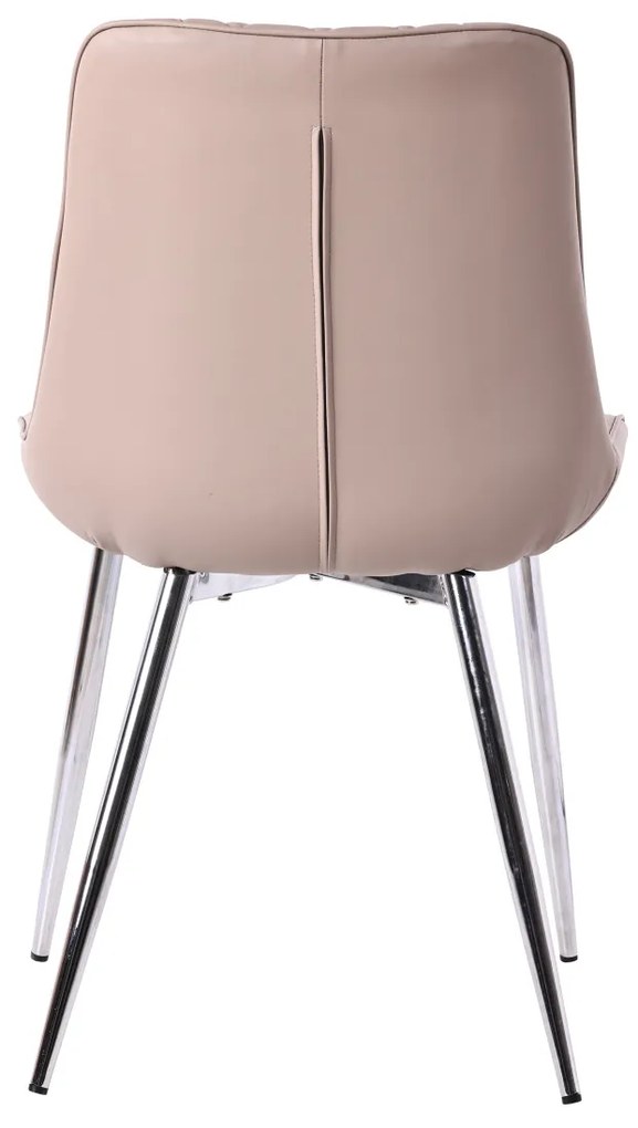 Scaun de luat masa elegant în culoarea latte, cu tapițerie din piele ecologică