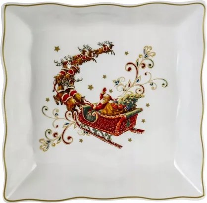 Tányér Tál Tálalótál Ünnepi porcelán Mikulás szánja Karácsony