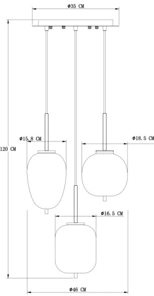 Globo 15345-3 - Csillár zsinóron BLACKY 3xE14/40W/230V