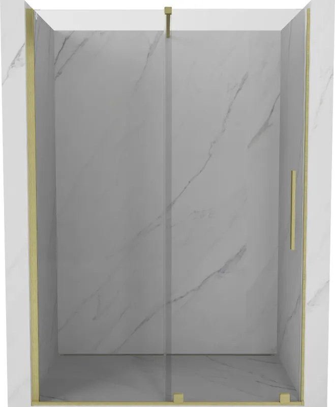 Mexen Velar tolóajtós zuhanykabin 140 cm, átlátszó, arany szálcsiszolt - 871-140-000-01-55