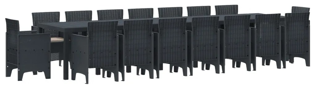 Kert étkező szett 17 pcs Antracit Polt rattan