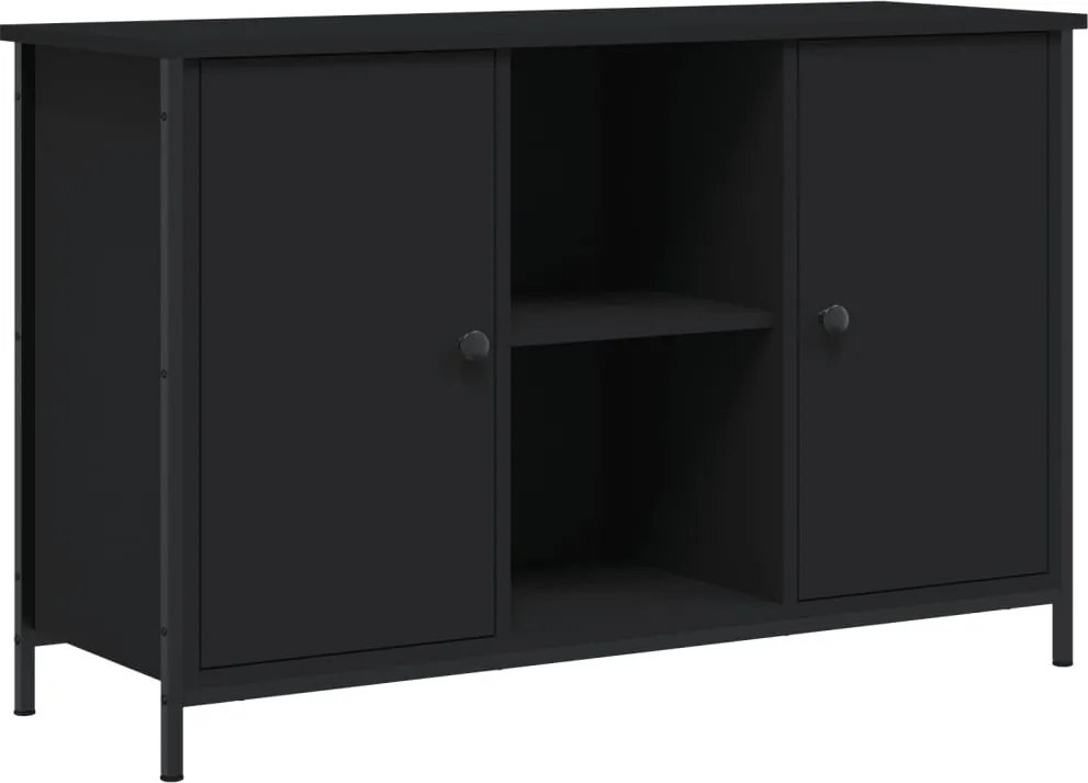 vidaXL fekete szerelt fa TV-szekrény 100x35x65 cm