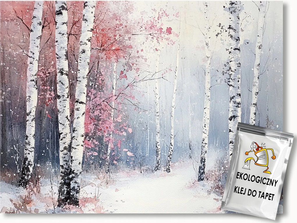 Fotótapéta Flizelina Tájkép Erdő Nyírfák Tél Hó 416x290 ragasztó