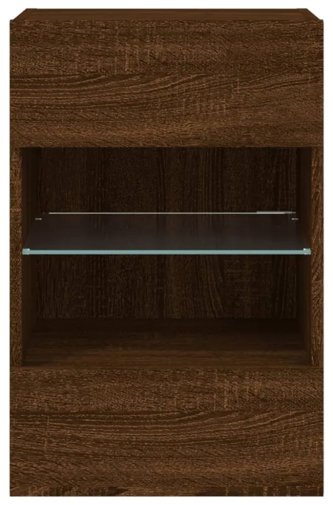 barna tölgyszínű fali TV-szekrény LED-del 40x30x60,5 cm
