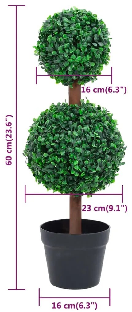 zöld gömbalakú cserepes műpuszpáng 60 cm