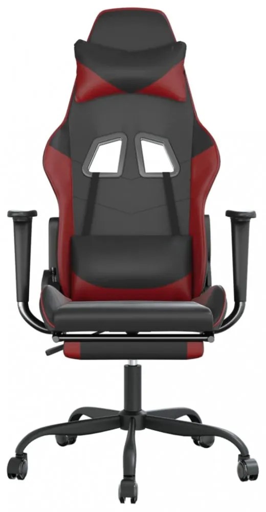 vidaXL fekete és bordó műbőr játékszék lábtartóval