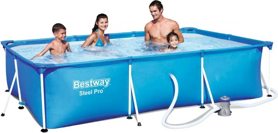 Bestway AMALFI szögletes fémvázas medenceszett 300 x 201 x 66 cm
