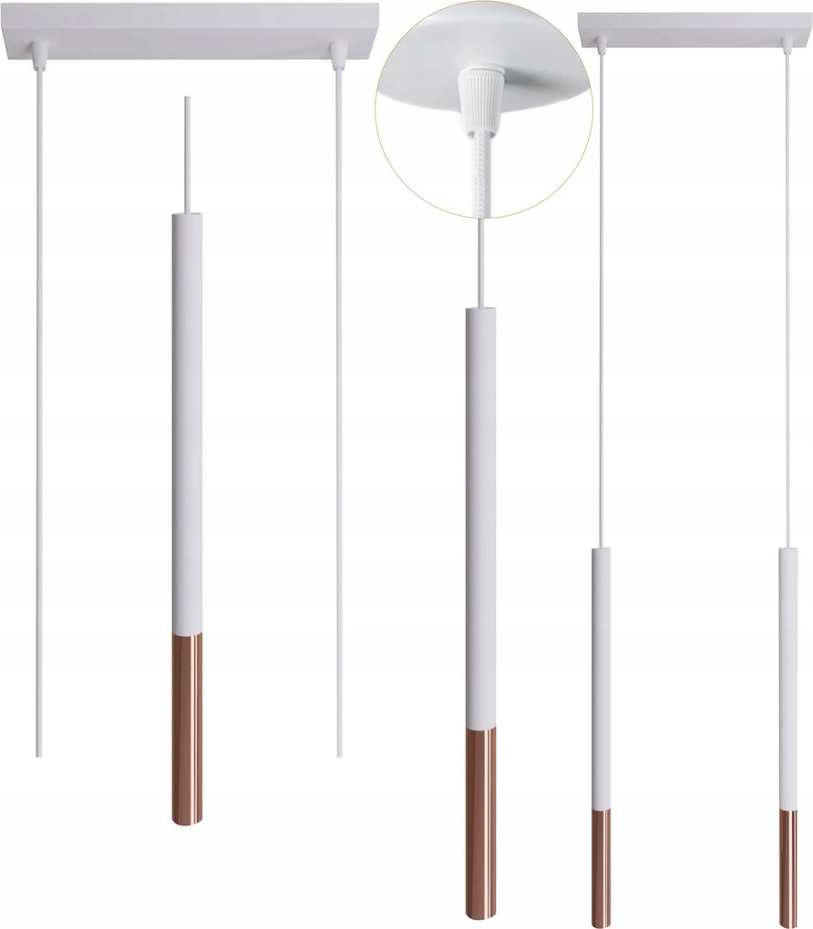 Modern függőlámpa fehér-réz fonott kábel Zwis Cerlux Frey