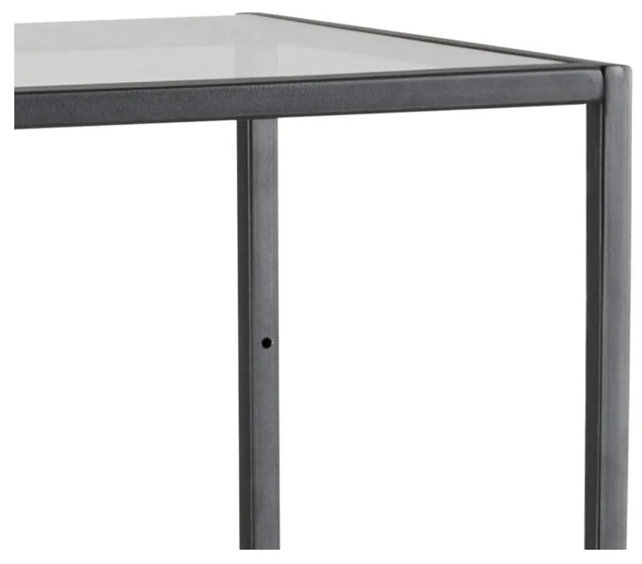 Fekete üveg polcos állvány 35x120 cm Seaford – Actona