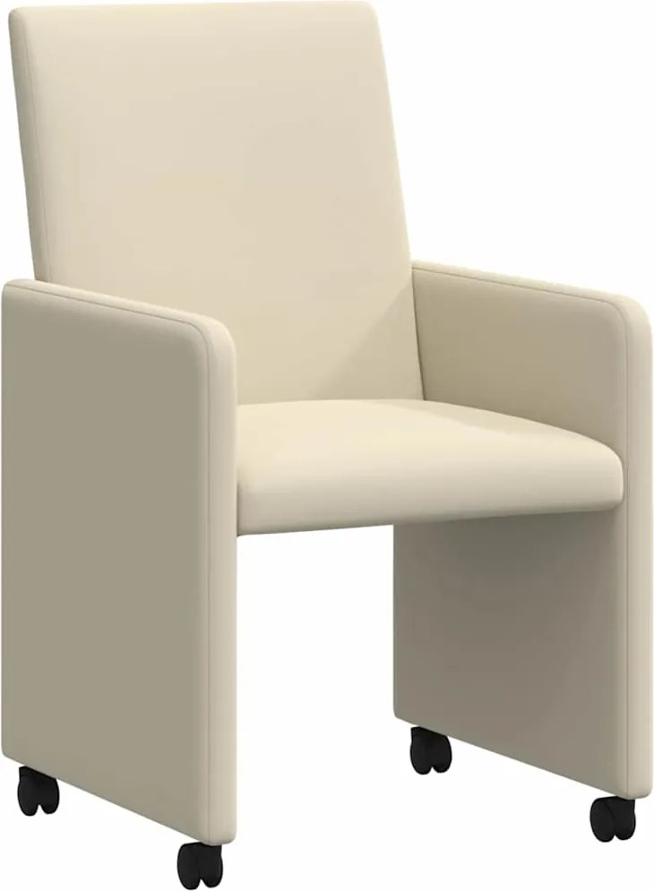 vidaXL Kerekes Étkező Székek 2 pcs Krém 57 x 66 x 94 cm Műbőr