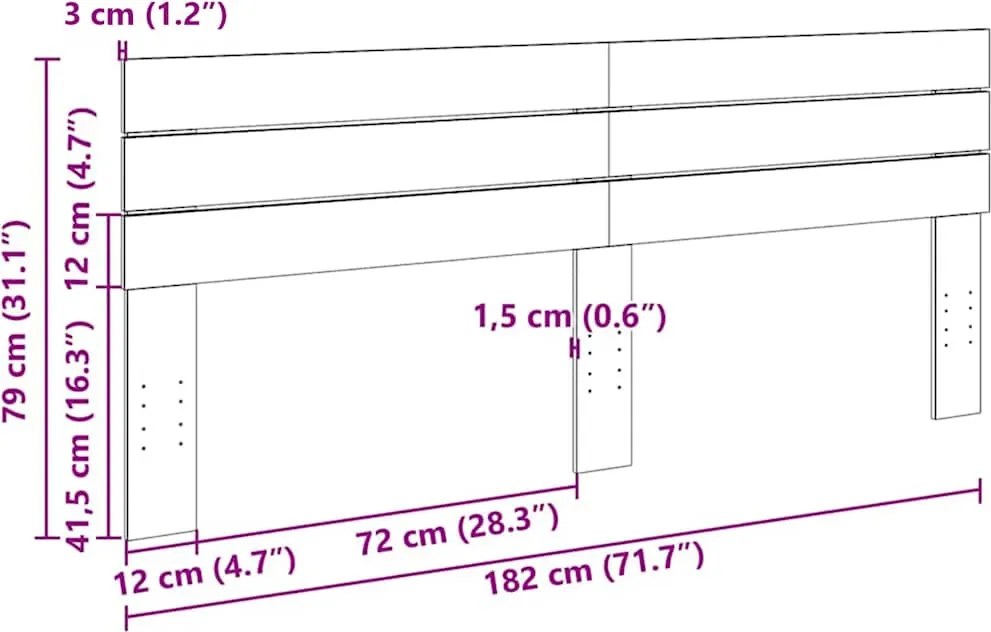 tömör tölgyfa fejtámla 180 cm