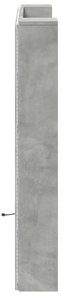 betonszürke áthidalószekrény LED-világítással 120x16,5x103,5 cm