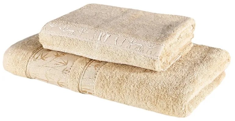 EMI világosbarna bambusz törölköző és fürdőlepedő szett 2 db