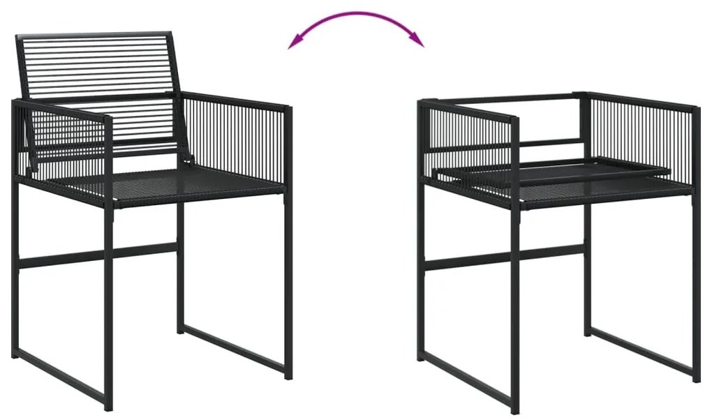 11 részes fekete polyrattan kerti étkezőgarnitúra