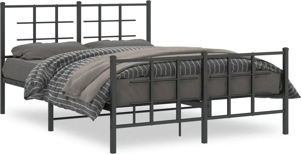 vidaXL fekete fém ágykeret fej- és lábtámlával 140 x 190 cm