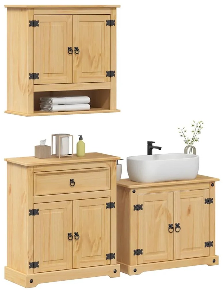 3 darabos fürdőszoba bútor szett Corona" tömör fa fenyőfa"