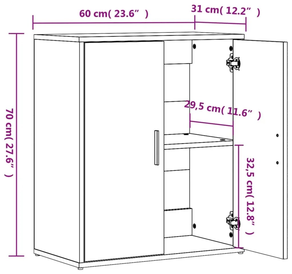 2 db betonszürke szerelt fa tálalószekrény 60 x 31 x 70 cm