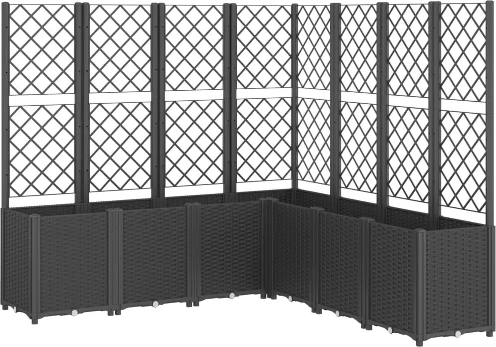 vidaXL fekete polipropilén rácsos kerti ültetőláda 160 x 160 x 140 cm