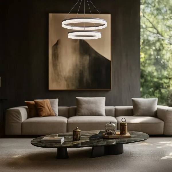 LED GALA függőlámpa kábelen 54W/230V, Ø 60 cm, ezüst