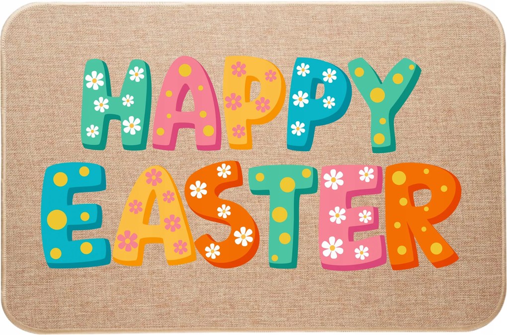 Lábtörlő lenvászon dekoráció húsvétra színes Happy Easter