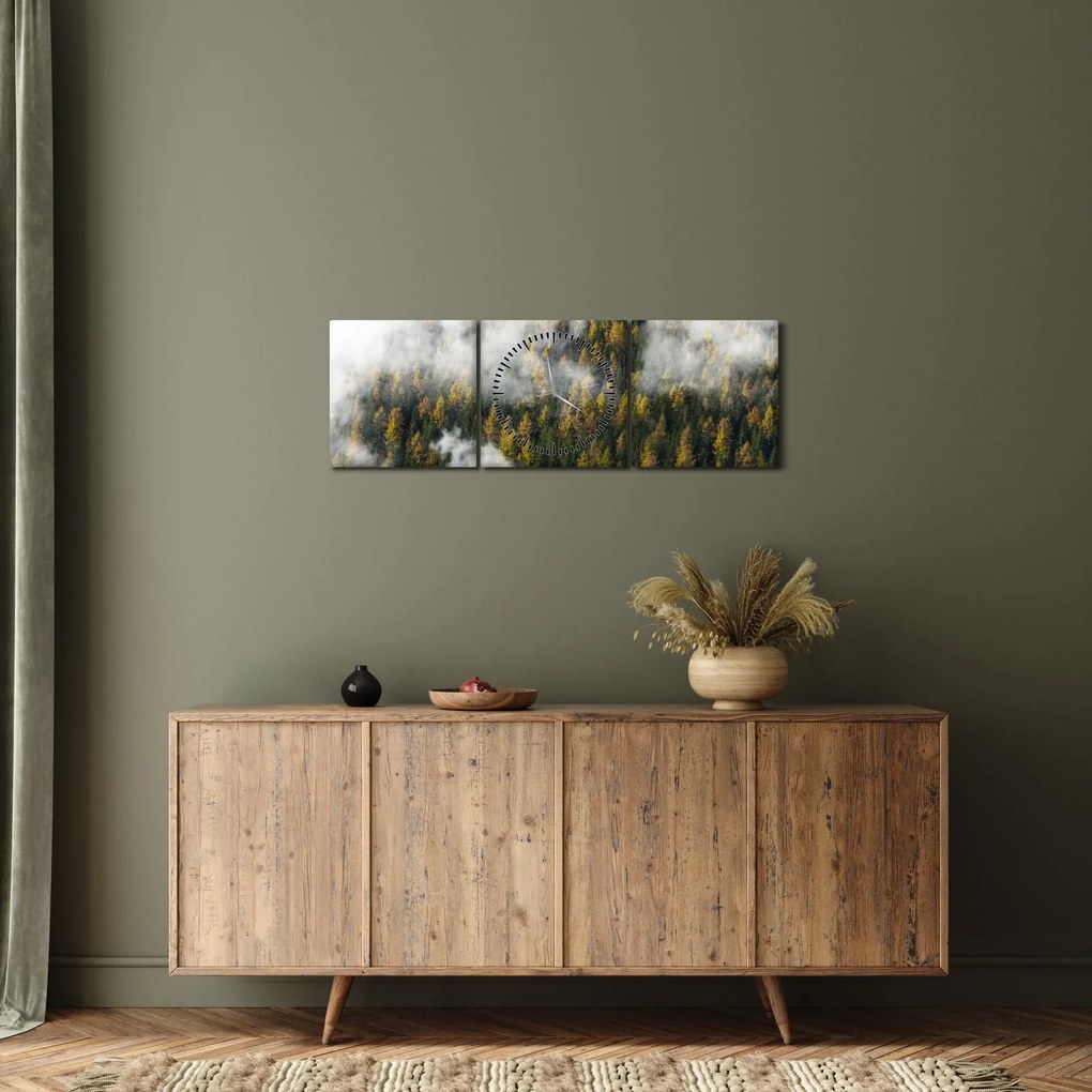 Egy erdő képe a felhők között (órával) (90x30 cm)