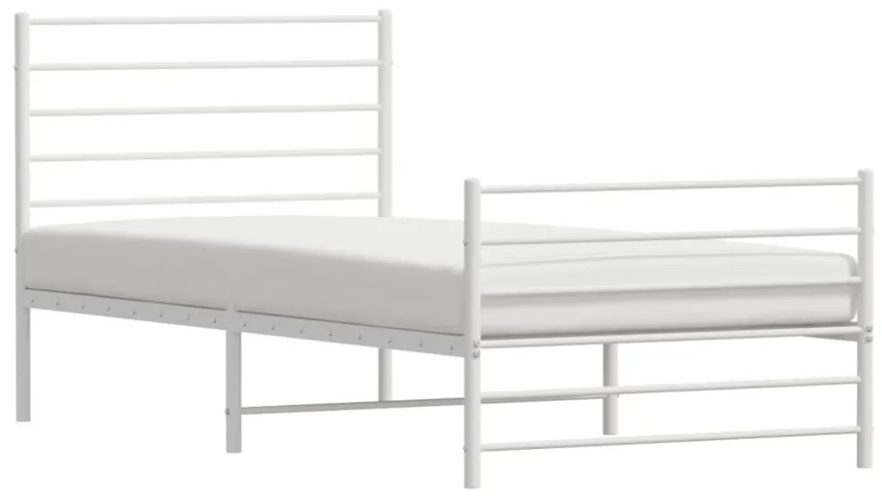 fehér fém ágykeret fej- és lábtámlával 100x200 cm