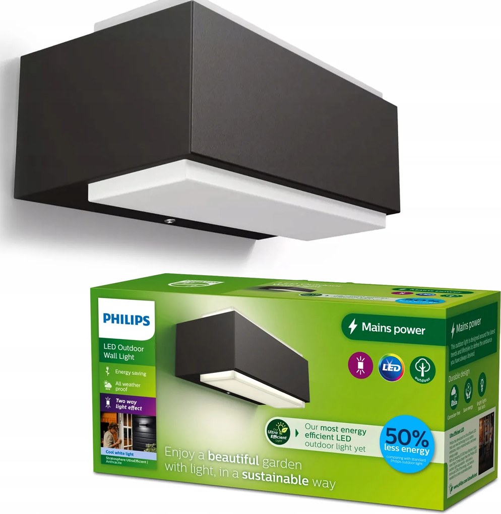 LED-es kerti lámpa Homlokzati fali lámpa Stratosphere 3,8W 4000K IP44 Philips