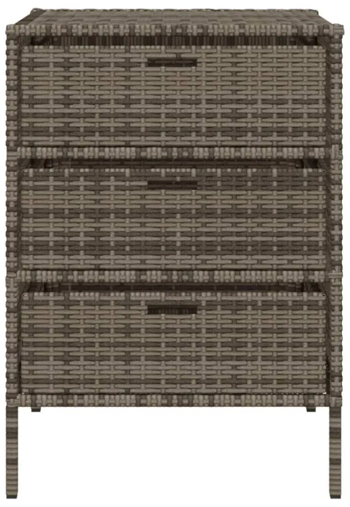 szürke polyrattan kerti tárolószekrény 55 x 59 x 80 cm