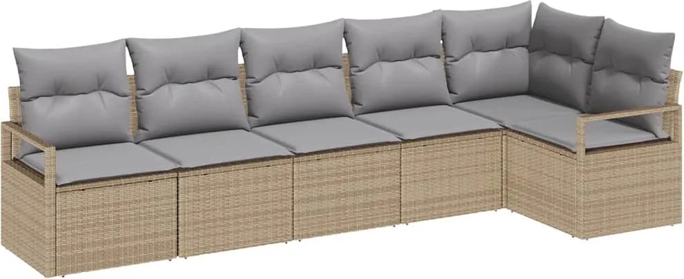 vidaXL Kerti Kanapé Szett 6 pcs Beige és Világosszürke polirattan