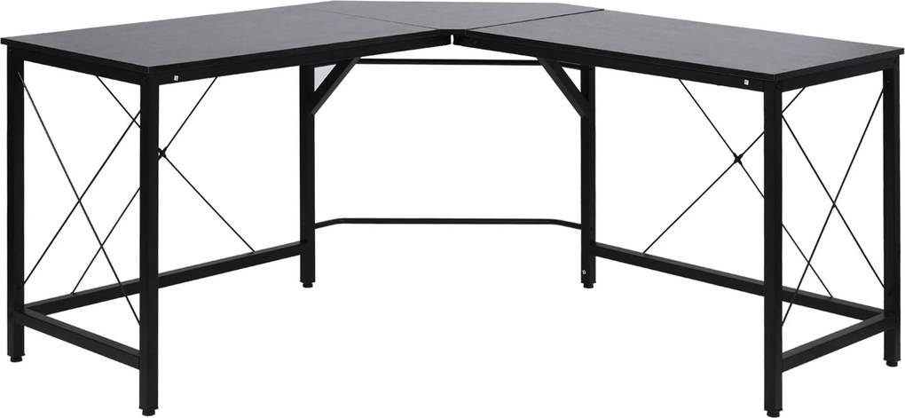 HOMCOM Számítógépes Íróasztal Sarokasztal L-alakú MDF Fekete 150 x 150 x 76 cm | Aosom