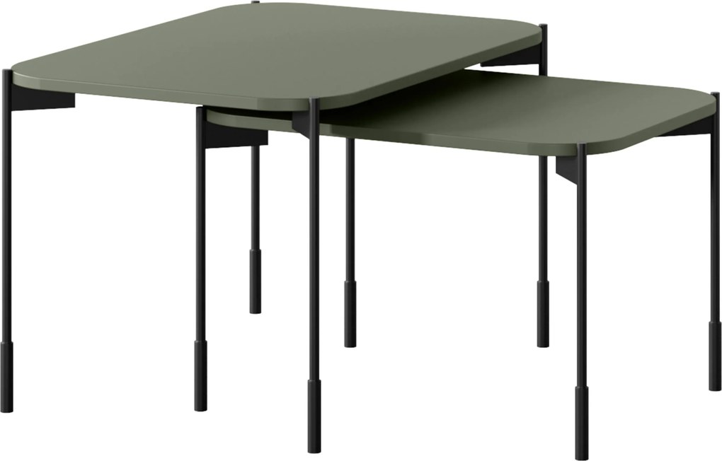 Sonatia dohányzóasztal 60 cm téglalap alakú fém lábakkal - olíva