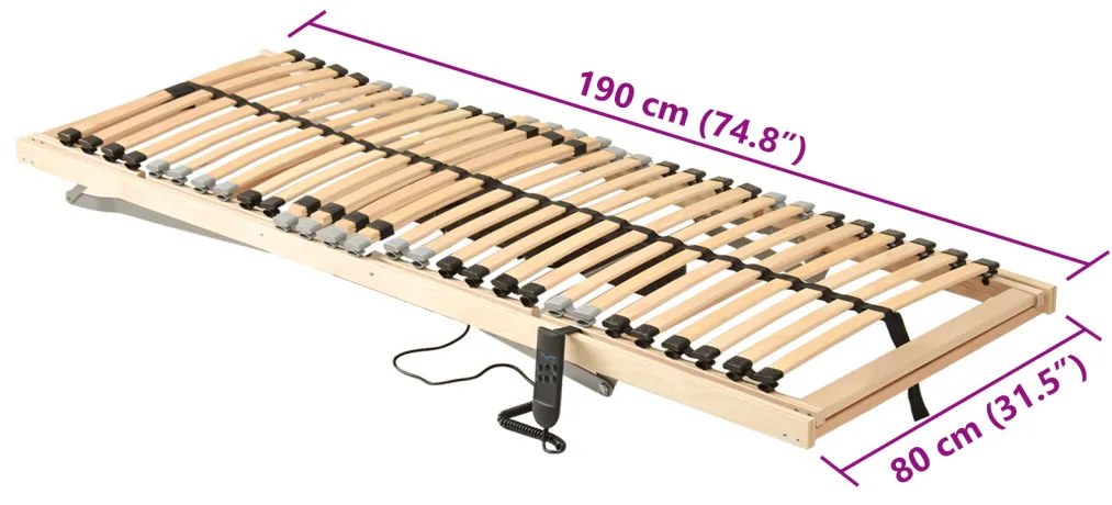Elektromos Rácsos Ágyváz 26 Rácsos, 7 Zónás, 80 x 190 cm