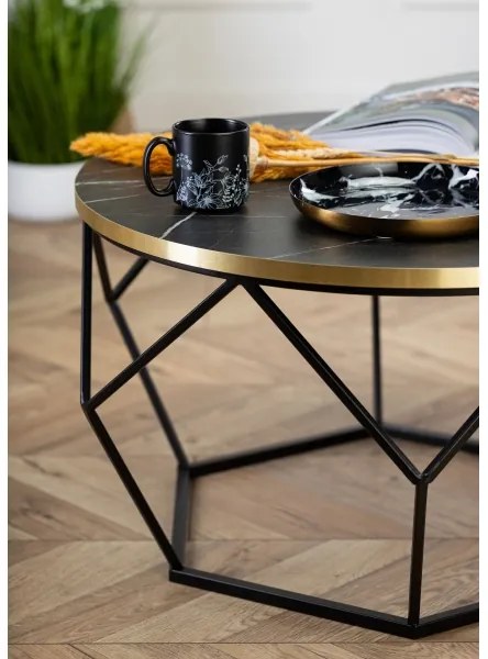 Kávésasztal DIAMOND 40x70 cm fekete/arany