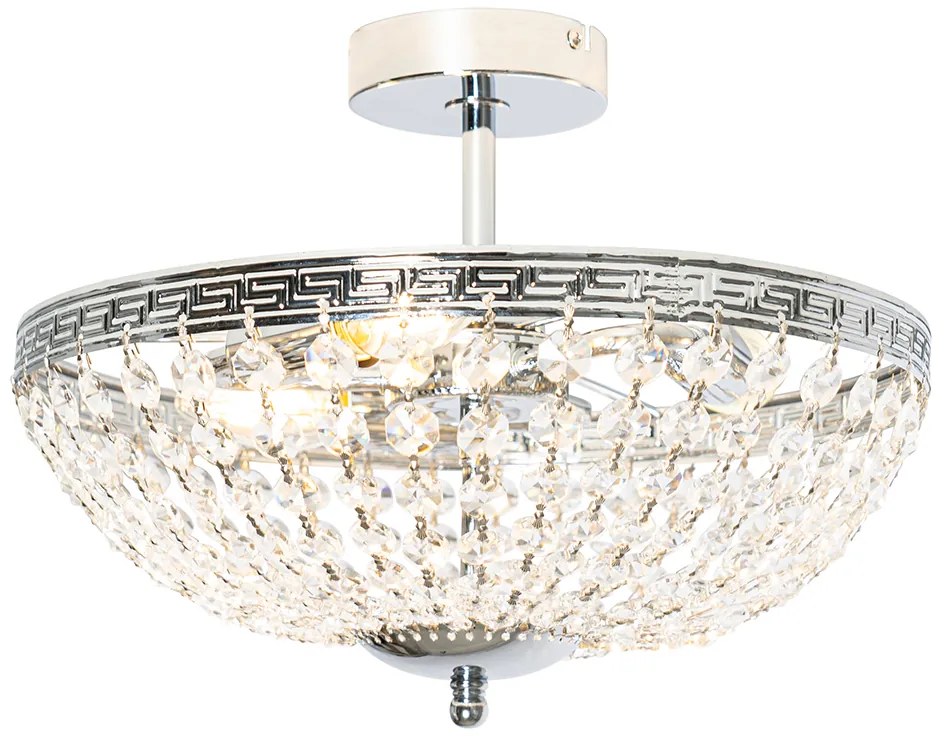 Klasszikus mennyezeti lámpa acélból kristállyal 3 lámpás - Mondrian