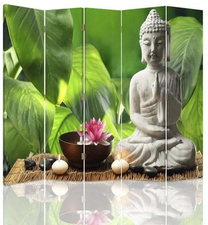 Gario Paraván Buddha leveles háttéren Méret: 180 x 170 cm, Kivitelezés: Forgó paraván 360°