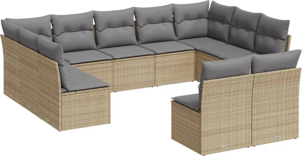 vidaXL 11 részes bézs polyrattan kerti ülőgarnitúra párnákkal
