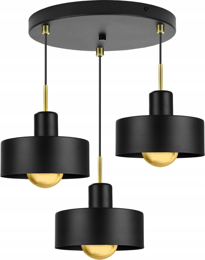 Függő Mennyezeti Lámpa Fekete Fehér Loft Csillár Hármas Arany Csillogás